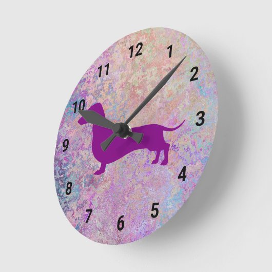 Paarse pasta Marble Dachshund Wall klok (Hoek)