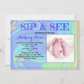 Paarse pasta Newborn Sip en zie Aangepaste foto Kaart (Voorkant)