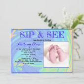 Paarse pasta Newborn Sip en zie Aangepaste foto Kaart (Staand voorkant)