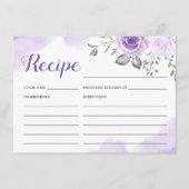 Paarse Pastel Bloem Bruiloft Borrel Recept Kaart (Voorkant)