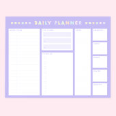 Paarse Pastel Bloem Dagelijkse Planner Notitieblok