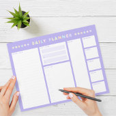 Paarse Pastel Bloem Dagelijkse Planner Notitieblok