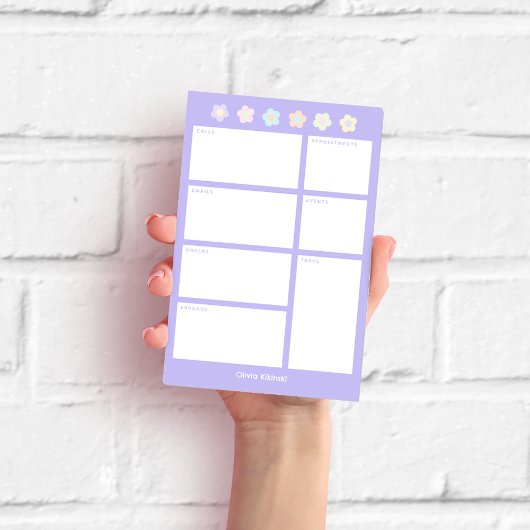 Paarse Pastel Bloem Dagelijkse Planner Plaknotitie Post-it® Notes