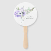 Paarse Pastel Bloemen Handwaaier (Voorkant)