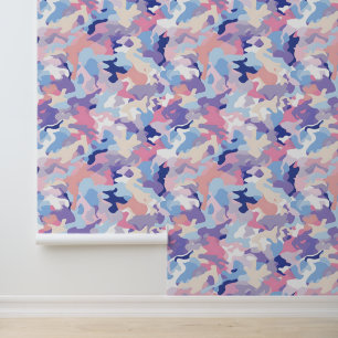 Paarse pastel camouflage behang