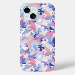 Paarse pastel camouflage iPhone 15 case