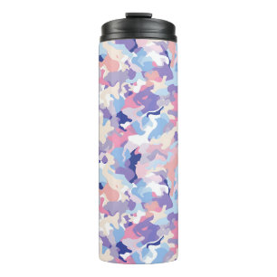 Paarse pastel camouflage thermosbeker