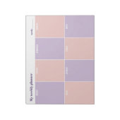Paarse Pastel en Perzik Aangepaste Wekelijkse Plan Notitieblok (Linkerzijde)