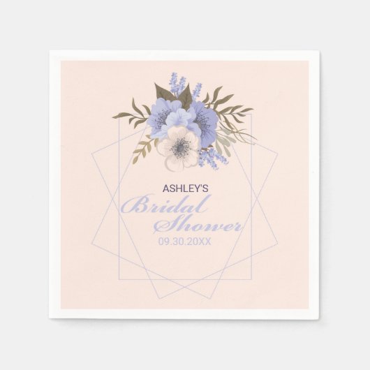 Paarse Pastel Geometrische Rozen Bruiloft Servet (Voorkant)