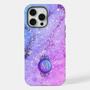 Paarse Pastel Glitter en Monogram Juwelen  iPhone 15 Pro Max Case