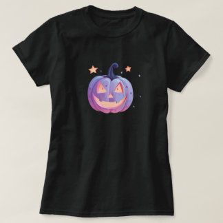 Paarse Pastel Goth Pompoen met Sterren T-shirt