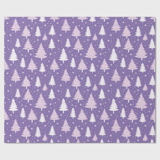 Paarse pastel kerstboom inpakpapier (Vlak)