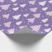 Paarse pastel kerstboom inpakpapier (Hoek)