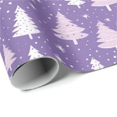 Paarse pastel kerstboom inpakpapier (Rol Hoek)