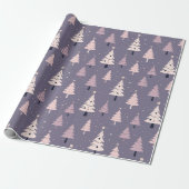 Paarse pastel kerstboom inpakpapier (Uitgerold)