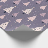 Paarse pastel kerstboom inpakpapier (Hoek)