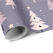 Paarse pastel kerstboom inpakpapier (Rol Hoek)