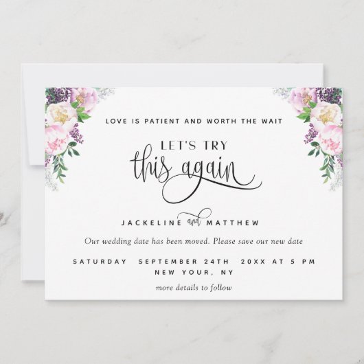 Paarse Pastel Laten we eens proberen deze liefde p Save The Date (Voorkant)