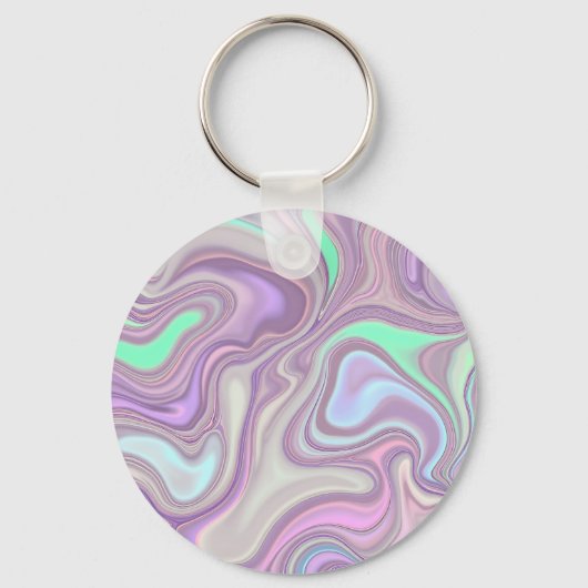 Paarse Pastel Marmer Golfpatroon Sleutelhanger (Voorkant)