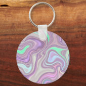 Paarse Pastel Marmer Golfpatroon Sleutelhanger (Voorkant)