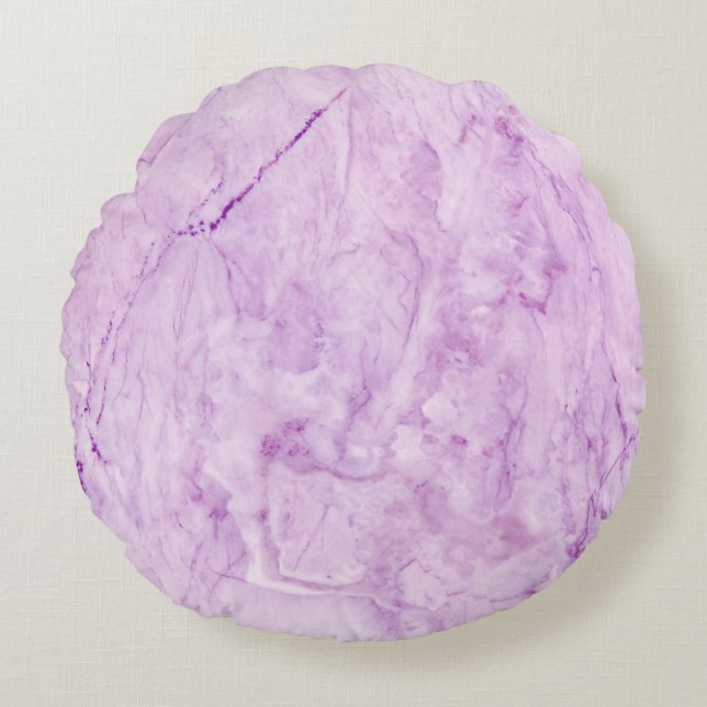 Paarse pastel marmer: luxe textuur rond kussen (Voorkant)