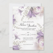 Paarse pastel Modern Boho Floral Elegant Wedding Kaart (Voorkant)