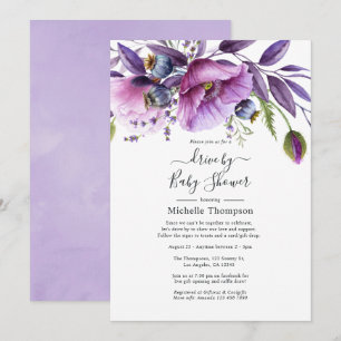 Paarse Pastel Papaver Bloemen Drive By Shower Kaart
