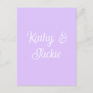 Paarse pastel retro koppel huwelijksnaam stijlvol  briefkaart