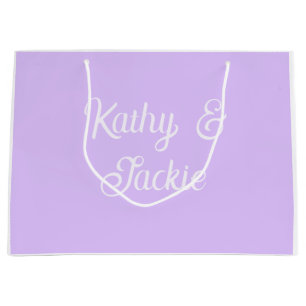 Paarse pastel retro koppel huwelijksnaam stijlvol  groot cadeauzakje