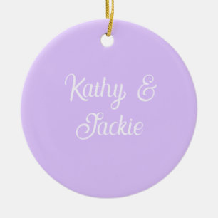 Paarse pastel retro koppel huwelijksnaam stijlvol keramisch ornament