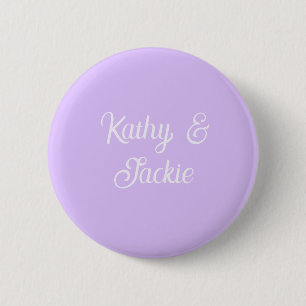 Paarse pastel retro koppel huwelijksnaam stijlvol ronde button 5,7 cm
