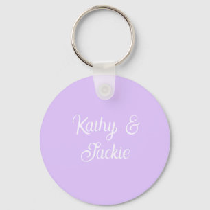 Paarse pastel retro koppel huwelijksnaam stijlvol sleutelhanger