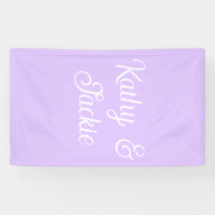 Paarse pastel retro koppel huwelijksnaam stijlvol spandoek
