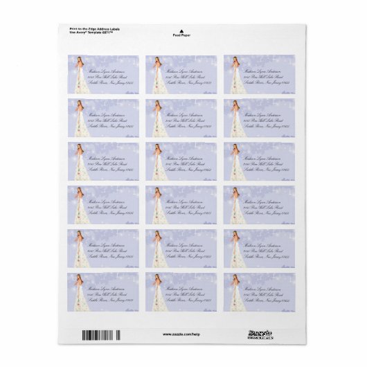 Paarse pastel romantische bruid retour adres label (Full Sheet)