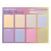 Paarse Pastel Roze Gele Gradiënt Weekblad Notitieblok (Voorkant)