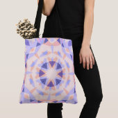Paarse Pastel Roze Star Eclectic Beach Tote Bag (Dichtbij)