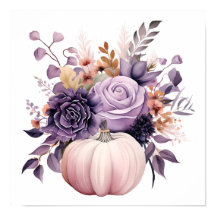 Paarse pastel waterverf Halloween pompoen poster