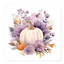 Paarse pastel waterverf Halloween pompoen poster