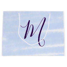 Paarse pastel waterverf monogram naam letter retro groot cadeauzakje
