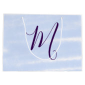 Paarse pastel waterverf monogram naam letter retro groot cadeauzakje (Achterkant)