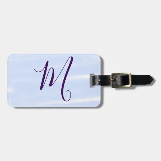 Paarse pastel waterverf monogram naam letterretro bagagelabel (Voorkant horizontaal)