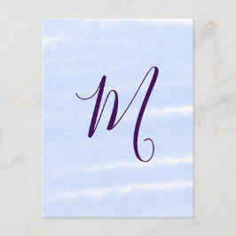 Paarse pastel waterverf monogram naam letterretro briefkaart