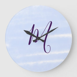 Paarse pastel waterverf monogram naam letterretro grote klok