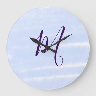 Paarse pastel waterverf monogram naam letterretro grote klok