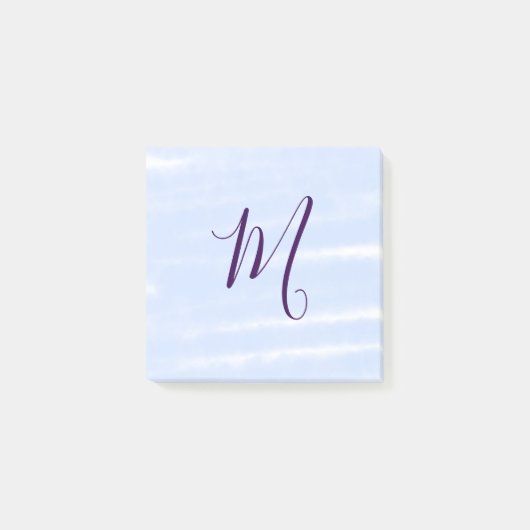 Paarse pastel waterverf monogram naam letterretro post-it® notes (Voorkant)