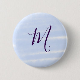 Paarse pastel waterverf monogram naam letterretro ronde button 5,7 cm