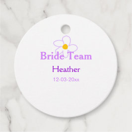 Paarse pastelbloem bruidsmeisje bruid team boho mo bedankjes labels