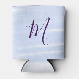 Paarse pastelkleur watercolor monogram naam letter blikjeskoeler