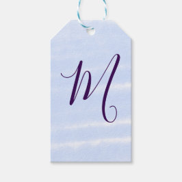 Paarse pastelkleur watercolor monogram naam letter cadeaulabel