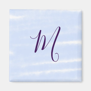 Paarse pastelkleur watercolor monogram naam letter magneet